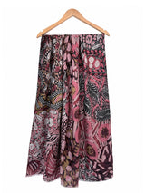Women's Abstract Floral Print Lightweight Scarf with Frayed Edges