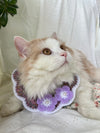 Crochet Pet Collar with Purple Flower Detail