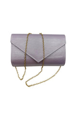 Textured Envelope Clutch Bag with Gold Chain Strap