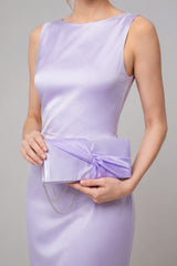 Luxury Satin Twist Knot Evening Clutch Bag with Detachable Chain