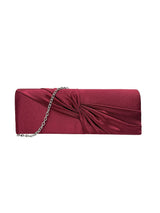 Luxury Satin Twist Knot Evening Clutch Bag with Detachable Chain