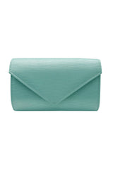 Textured Envelope Clutch Bag with Gold Chain Strap