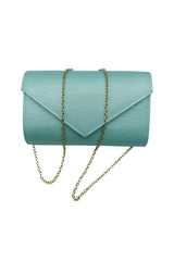 Textured Envelope Clutch Bag with Gold Chain Strap