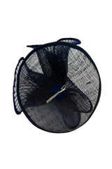 Dramatic Fan Mesh Disc Fascinator with Feather Centre Pin