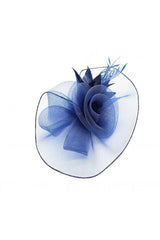 Curly Sinamay Fascinator with Feather Flower