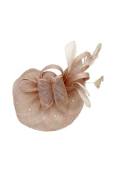 Curled Sinamay Bow Fascinator with Feather Trim Diamonds