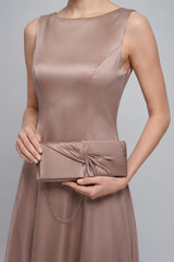 Luxury Satin Twist Knot Evening Clutch Bag with Detachable Chain