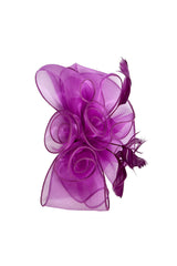 Elegant Organza Floral Fascinator with Feather Detail