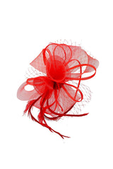 Double Flower Gauze Feather Fascinator Headband