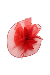 Curly Sinamay Fascinator with Feather Flower