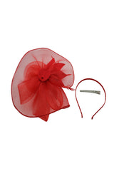 Curly Sinamay Fascinator with Feather Flower