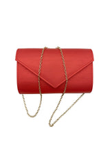 Textured Envelope Clutch Bag with Gold Chain Strap