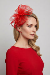 Double Flower Gauze Feather Fascinator Headband