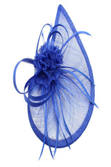 Gauze Teardrop Bass Fascinator with Flower and Curled Feathers