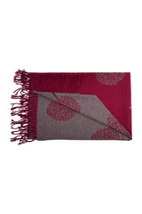 Reversible Tree Patterned Scarf with Fringe