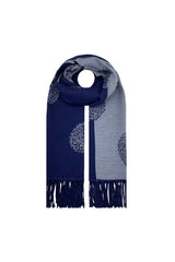 Reversible Tree Patterned Scarf with Fringe