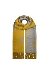 Reversible Tree Patterned Scarf with Fringe