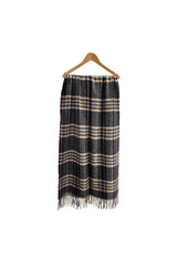 Soft Wool BlendClassic Check Pattern Scarf Fringed Ends