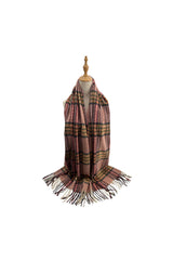 Soft Wool BlendClassic Check Pattern Scarf Fringed Ends