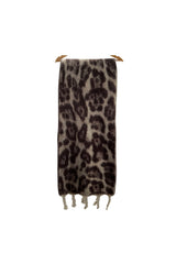 Leopard Pattern Soft Touch Scarf with Twisted Fringe