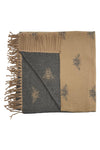 Reversible Bee Print Wool Mix Scarf