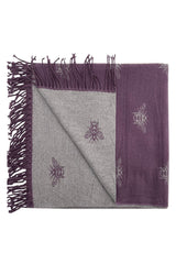 Reversible Bee Print Wool Mix Scarf