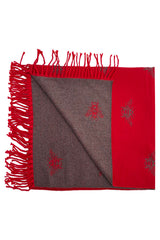 Reversible Bee Print Wool Mix Scarf