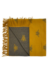Reversible Bee Print Wool Mix Scarf