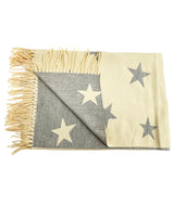 Reversible Wool-Blend Scarf – Star Print with Tassel Trim