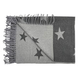 Reversible Wool-Blend Scarf – Star Print with Tassel Trim