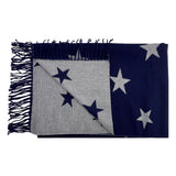 Reversible Wool-Blend Scarf – Star Print with Tassel Trim