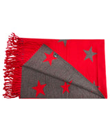 Reversible Wool-Blend Scarf – Star Print with Tassel Trim