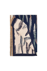 Reversible Feather-Pattern Jacquard Scarf with Soft Drape