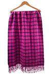 Checked Wool-Blend Scarf with Tassels