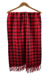 Checked Wool-Blend Scarf with Tassels