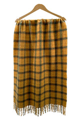 Vibrant Checked Wool Mix Tassel Scarf