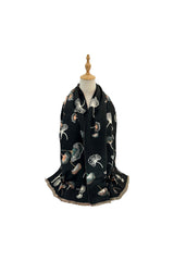 Ginkgo Leaf Pattern Reversible Scarf – Soft Touch, Fringed Design