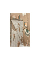 Ginkgo Leaf Pattern Reversible Scarf – Soft Touch, Fringed Design