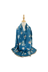Ginkgo Leaf Pattern Reversible Scarf – Soft Touch, Fringed Design
