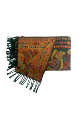 Paisley Floral Wool-Blend Scarf with Tassels