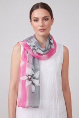 Floral Colour-Block Chiffon Scarf