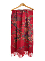 Galaxy of Flowers Print Wool-Blend Scarf with Tassels