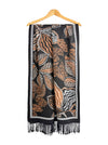 Assorted Leaves Printing Scarf with Tassels