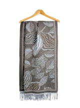 Assorted Leaves Printing Scarf with Tassels