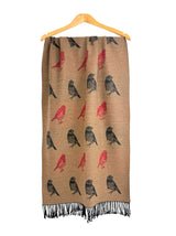 Bird Pattern Viscose Wool Blend Scarf