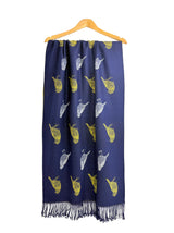 Bird Pattern Viscose Wool Blend Scarf