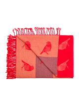 Bird Pattern Viscose Wool Blend Scarf