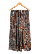Women's Abstract Floral Print Lightweight Scarf with Frayed Edges