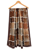 Women’s Abstract Block Print Lightweight Scarf with Fringed Trim