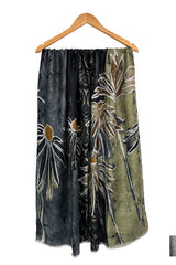 Women’s Floral Print Lightweight Scarf with Frayed Edges
